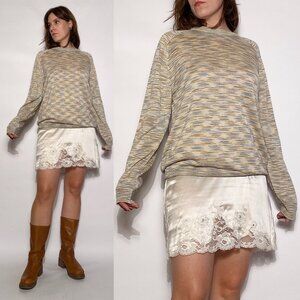 Vintage Y2K MISSONI Thin Knit Neutral SPACE DYE Sweater! Men's Medium, Women's L